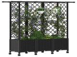 Raised Bed with Trellis and Roof Black 163.5 x 40 x 142 cm PP 3423125