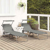 Folding Sun Lounger Folding 2 pcs Grey 190 x 57 x 81 cm Oxford 42003137