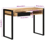 ZNTS Desk 100x50x75 cm Solid Rough Wood Mango 4015931