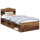Bed Frame with Headboard Old Wood 100 x 200 cm Solid Pine Wood 3412941