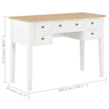 280069 Writing Desk White 109,5x45x77,5 cm Wood