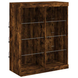 Sideboard with LED Lights Smoked Oak 81x37x100 cm 836718