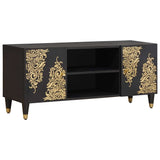 TV Cabinet with Shelf Black 105 x 33 x 46 cm Solid Mango Wood 4018808