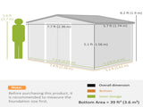 7.7 x 5.7ft Metal Garden Shed, Galvanised Outdoor Tool Storage House with Ventilation Slots and T3398P314205