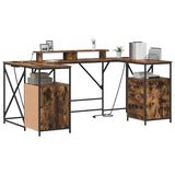 Desk with Drawer Smoked Oak 182 x 101 x 87.5 cm Engineered Wood 3376138
