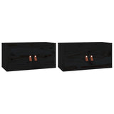 Wall Cabinet Set of 2 Black Solid pinewood, engineered wood 818374