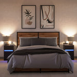 ZNTS Bedside Cabinets with LED Lights 2 pcs Black Engineered Wood 852001