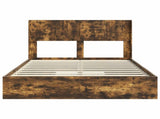 Bed Frame with Storage and Headboard Smoked Oak 160 x 200 cm 3414369