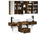 Bathroom Cabinet Set 4 pcs Smoked Oak Engineered Wood 3406267