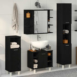 Bathroom Furniture Set with Door 4 pcs Black 30 x 30 x 179.5 cm 3333047