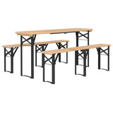 Beer Table Set Dark Green, Natural Wood Chinese Fir Wood, Metal 363113