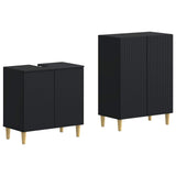 2 Piece Bathroom Cabinet Set ARNHEM Black Engineered Wood 3417604