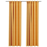 Linen-Look Blackout Curtains with Hooks 2 pcs Yellow 140x245 cm 321198
