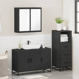 ZNTS 3 Piece Bathroom Furniture Set Black Engineered Wood 3301010