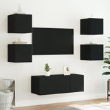 TV Wall Cabinets with LED Lights 2 pcs Black 30.5x35x30 cm 837221