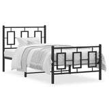 Metal Bed Frame without Mattress with Footboard Black 90x200cm 374252