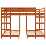 Triple Bunk Bed Frame Wax brown 160 x 200 cm Solid Pine Wood 3414563