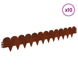 Lawn Edging 10 pcs 103 x 15 cm Steel Rusty 8008668