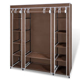 Fabric Wardrobe with Compartments and Rods 45x150x176 cm Brown 240496