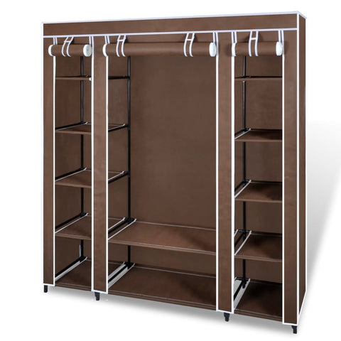 Fabric Wardrobe with Compartments and Rods 45x150x176 cm Brown 240496