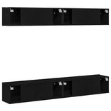 TV Cabinet Set 4 pcs Black Oak Engineered Wood 3333050