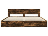 Bed Frame with Drawer Smoked Oak 180 x 200 cm Engineer Wood 3410683