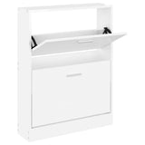 Shoe Cabinet High Gloss White 59x17x81 cm Engineered Wood 342538