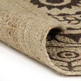 Handmade Rug Jute with Dark Brown Print 150 cm 133706