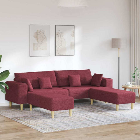 Fabric Sofa with Cushion 3 pcs Wine Red 208 cm Fabric 3335165