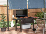 Charcoal Barbecue Grill Trolley Garden Smoker with Shelves, Adjustable Height, Thermometer on Lid, T3398P318759