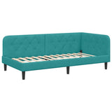 Corner Bed Frame with Headboard Turquoise 90 x 200 cm Velvet 42016614