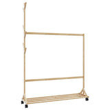 Clothes Rack with Hooks and Wheels 100x35x157 cm Bamboo 4008915