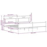 Metal Bed Frame without Mattress Brown Oak 193x201 cm 3325138