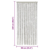 Fly Curtain Light Grey and White 90x220 cm Chenille 377314