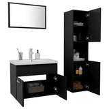 Bathroom Furniture Set Black Engineered Wood 3071406