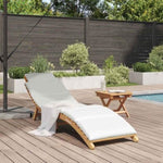 Sun Lounger Cream white 188 x 55 x 59 cm Solid teak wood 42008389