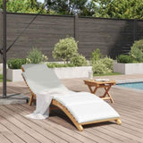 Sun Lounger Cream white 188 x 55 x 59 cm Solid teak wood 42008389