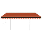 ZNTS Manual Retractable Awning with LED 4.5x3 m Orange and Brown 3069965