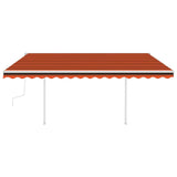 Manual Retractable Awning with LED 4.5x3 m Orange and Brown 3069965
