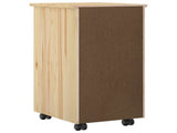 Rolling Cabinet Brown 65.5 x 34 x 39 cm Solid Pine Wood 42032389