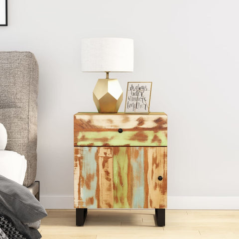 ZNTS Bedside Cabinet 50x33x60cm Solid Wood Reclaimed&Engineered Wood 350658