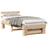 Bed Frame with Headboard Brown 75 x 190 cm Solid Pine Wood 872509