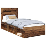 Bed Frame with Headboard Old Wood 90 x 190 cm Solid Pine Wood 3409805