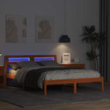 Bed Frame with Headboard Wax Brown 135 x 190 cm Solid Pine Wood 872787