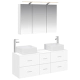 Bathroom Furniture Set 4 pcs White Engineered Wood and Glass 3406775