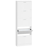 Shoe Cabinet High Gloss White 59x17x169 cm Engineered Wood 342514