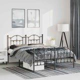 Metal Bed Frame without Mattress with Footboard Black 135x190cm 353456