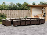 17 Piece Garden Dining Set with Cushions Brown Poly Rattan 3210705