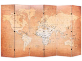 Folding Room Divider 228x170 cm World Map Yellow 245880