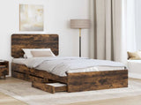 Bed Frame with Drawer Smoked Oak 90 x 200 cm Engineer Wood 3412634